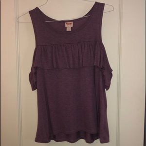 Purple cold- shoulder top